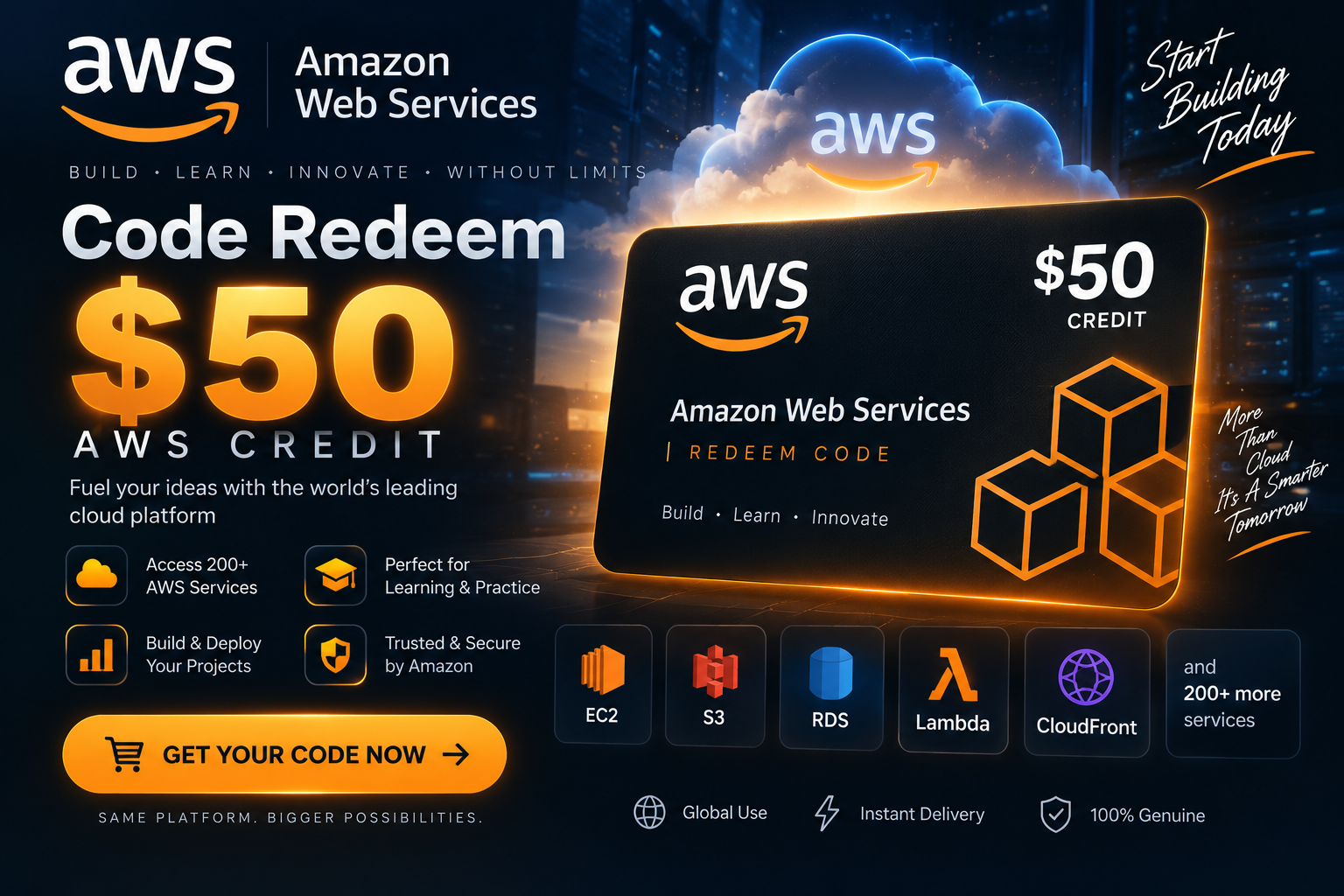 Code redeem 150$ Amazon Web Services (AWS) hạn sử dụng 2028